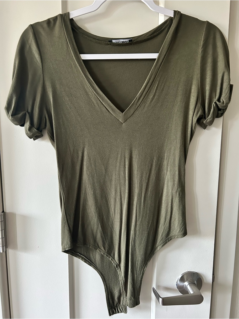 Fashion Nova V-Neck Women’s Bodysuit - Olive Green